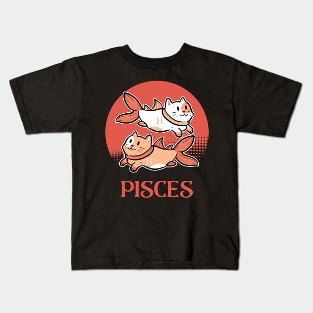 Pisces Cat Horoscope Outline Zodiac Sign Kitten Kids T-Shirt by amango